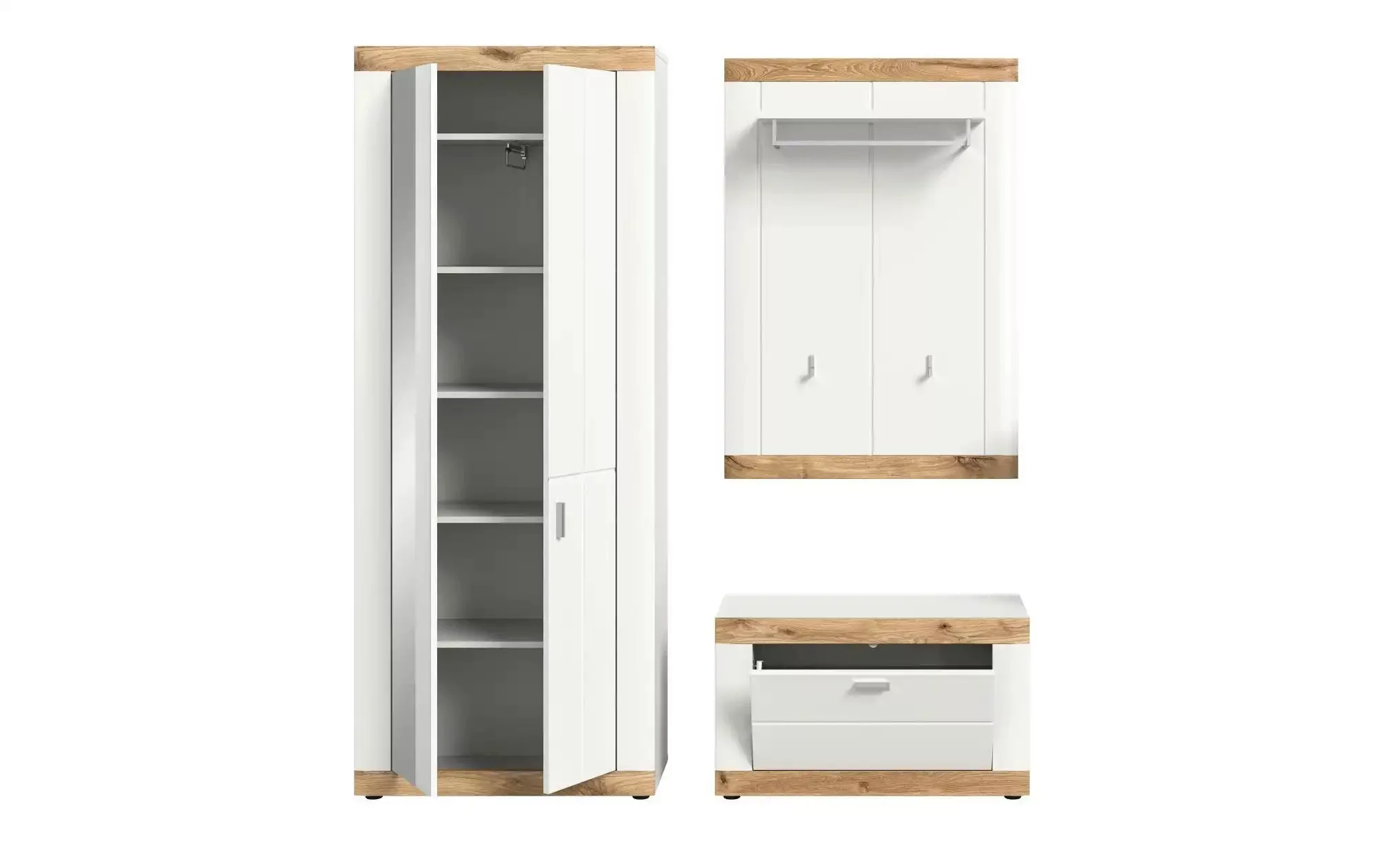 ebuy24 Kleiderschrank Laredo Garderobenmöbel Set 3 Teile matt weiß, weiß günstig online kaufen