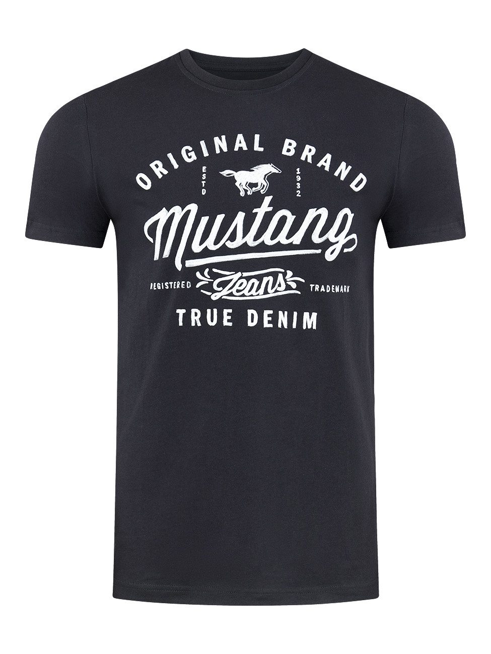 Mustang Herren T-Shirt Mehrfarbig Rundhals Regular Fit S bis 6XL günstig online kaufen