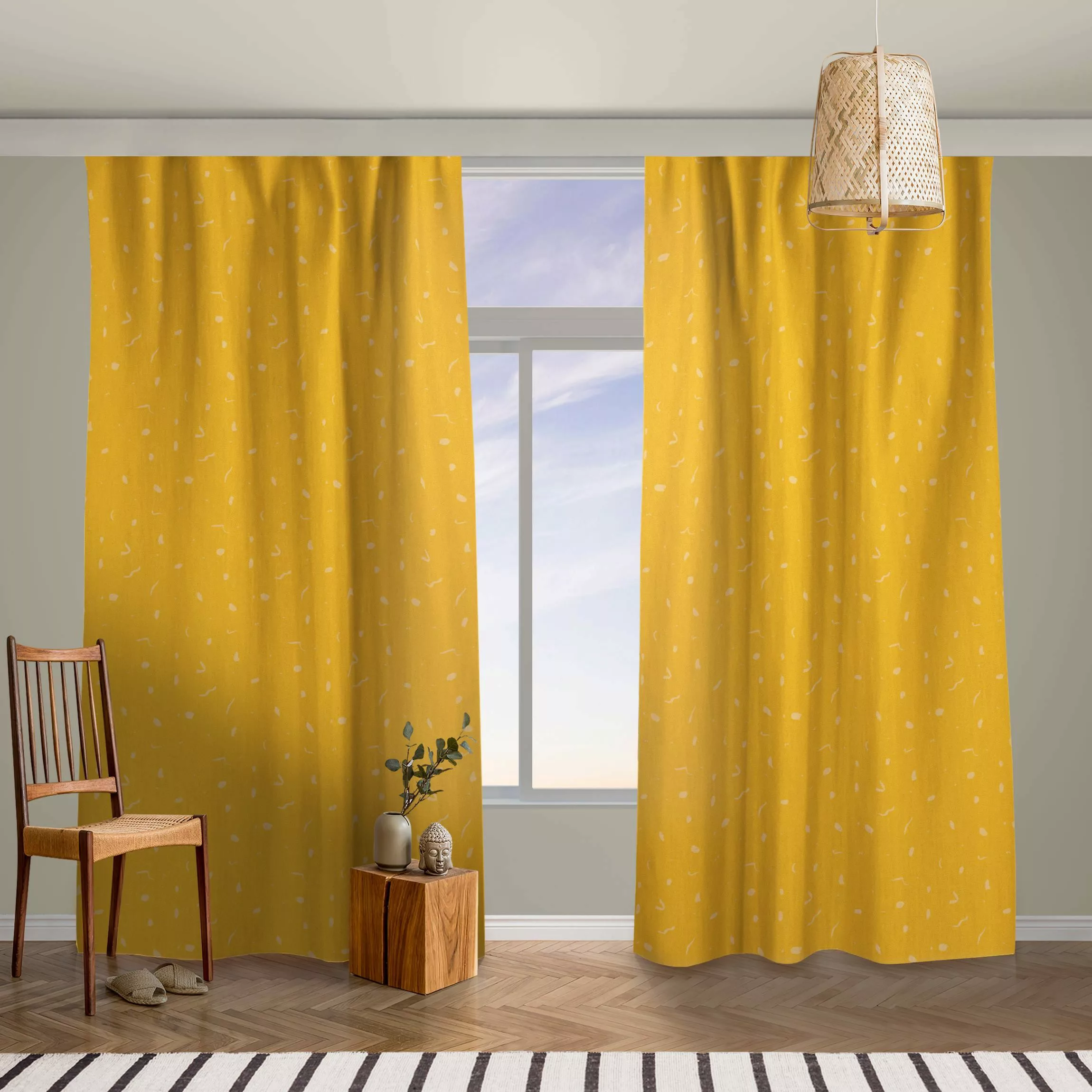 Vorhang Abstraktes Monochrom Muster - Warmes Gelb günstig online kaufen