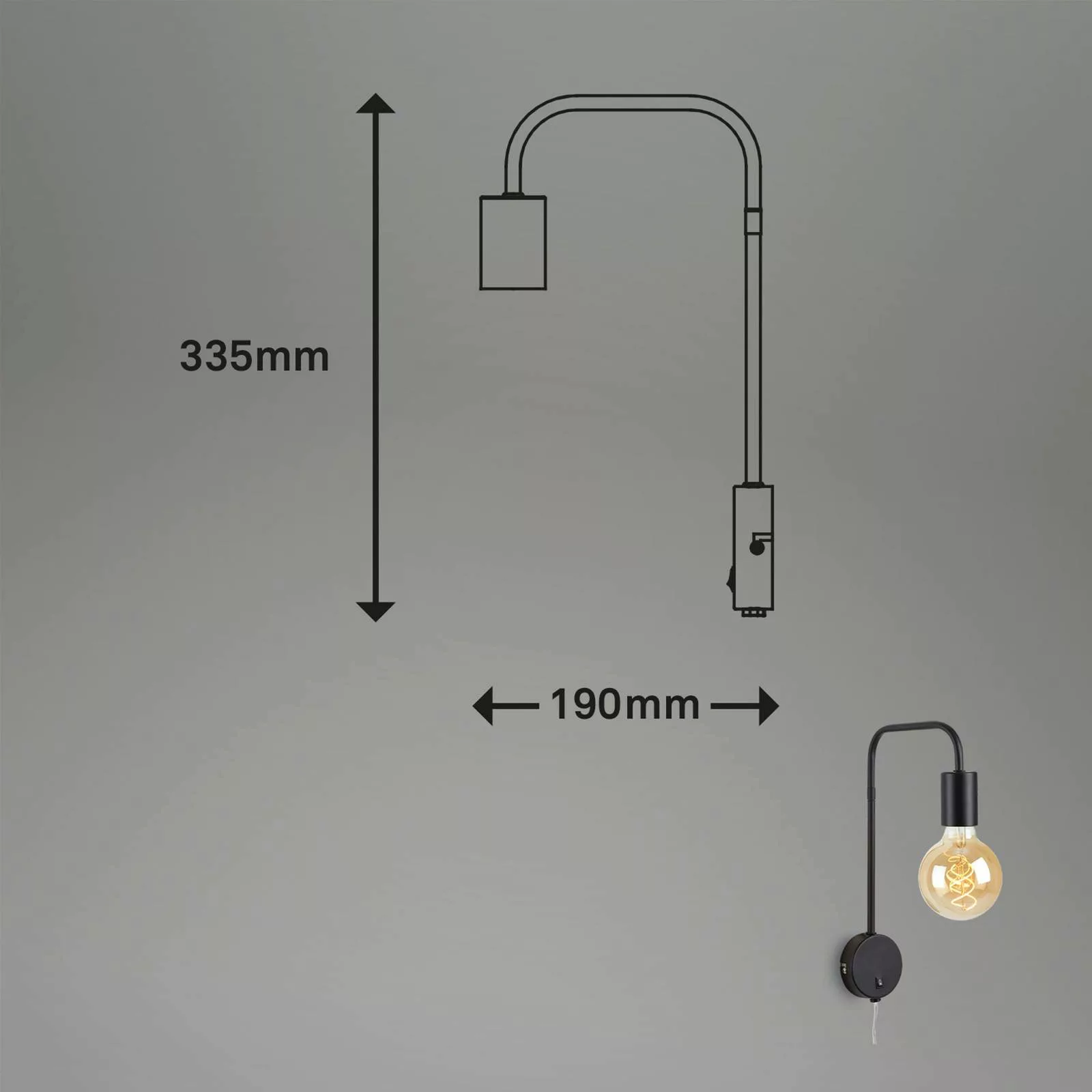 Wandleuchte Alva Comfort light Retro, schwarz günstig online kaufen