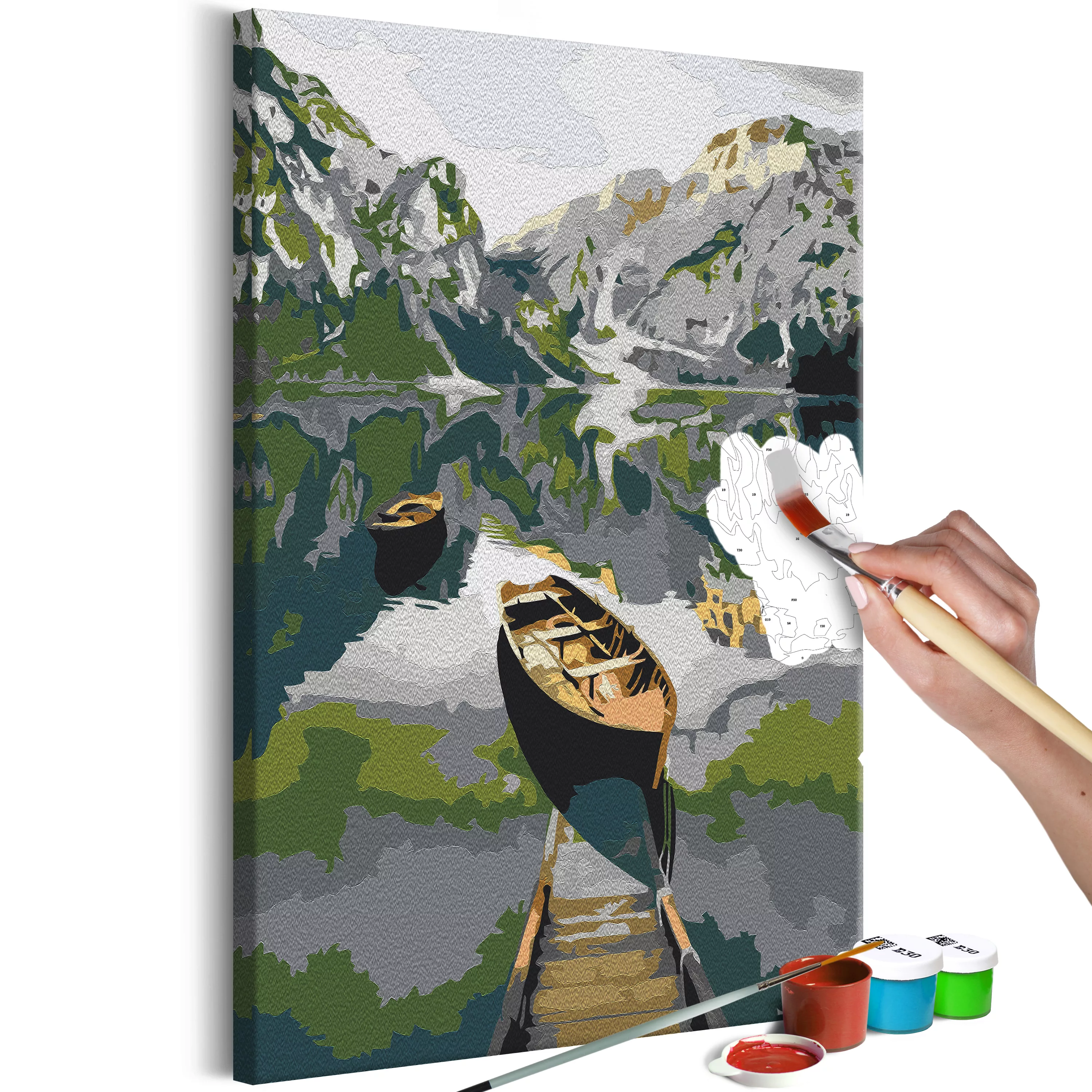 Malen Nach Zahlen - Boat In The Mountains günstig online kaufen