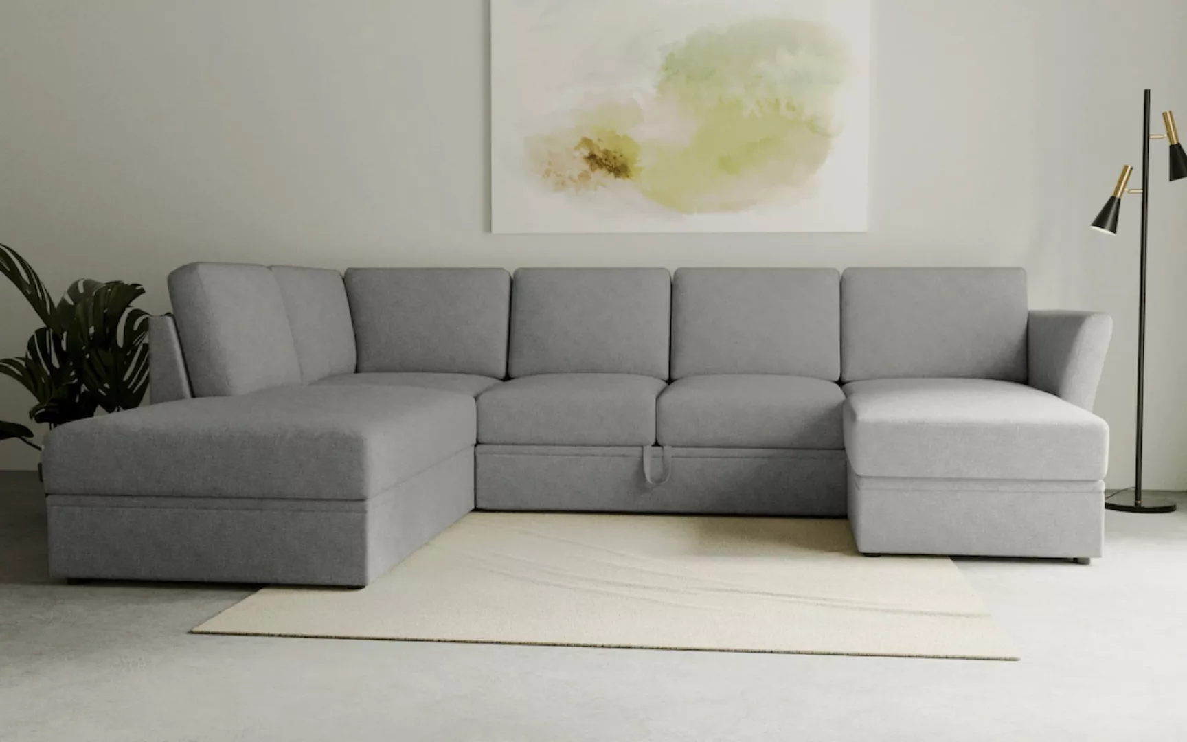 Home affaire Wohnlandschaft Lavars Schlafsofa, mit Bettfunktion und Staurau günstig online kaufen