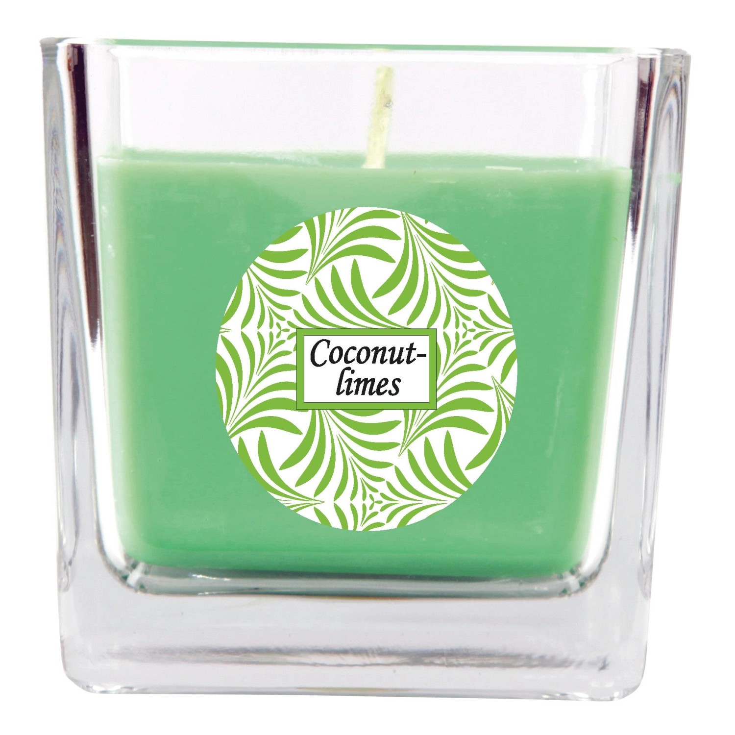 HS Candle Duftkerze & Glas Duft Schriftzug Viereck 8 x 7,5cm Coconut Limes günstig online kaufen