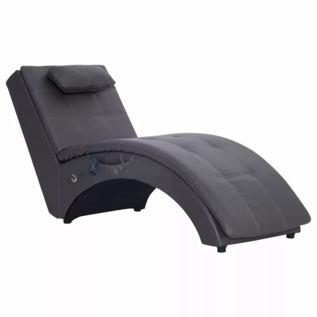 vidaXL Chaiselongue Massage Chaiselongue mit Kissen Grau Kunstleder, 1 Teil günstig online kaufen