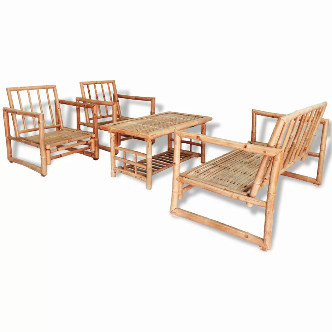 4-tlg. Garten-lounge-set Mit Auflagen Bambus günstig online kaufen