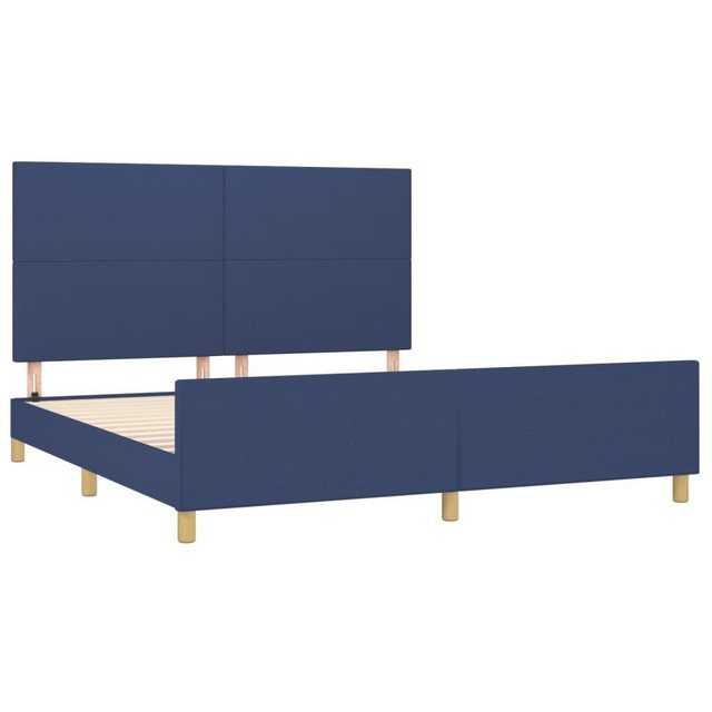 vidaXL Bettgestell Bettrahmen mit Kopfteil Blau 160x200 cm Stoff Bett Bettg günstig online kaufen