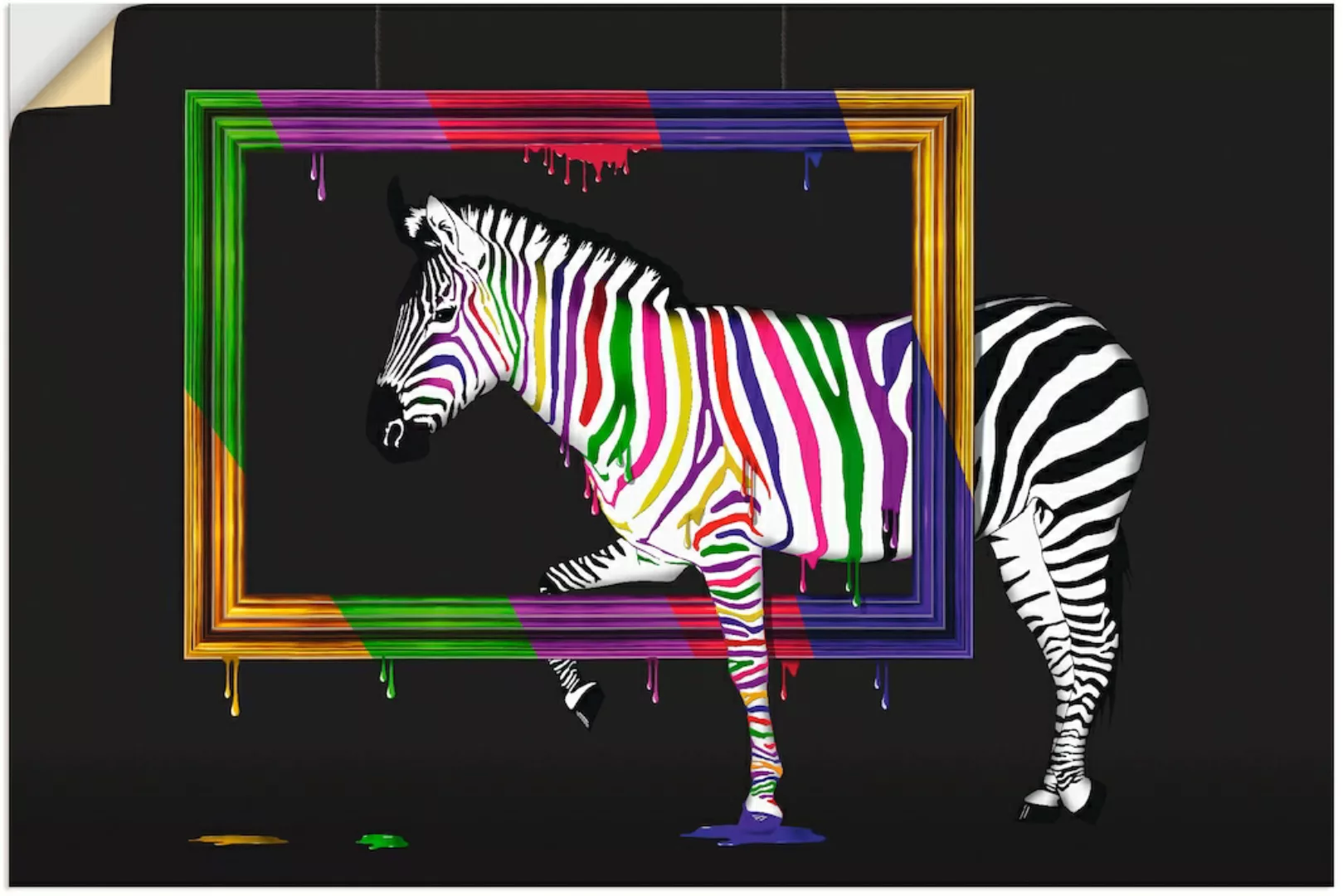 Artland Wandbild "Das Regenbogen Zebra", Animal Fantasy, (1 St.), als Leinw günstig online kaufen