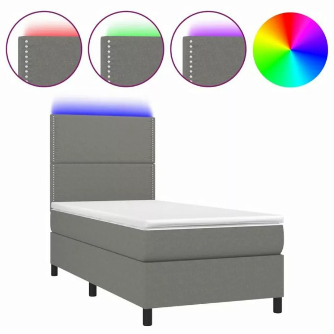 vidaXL Bettgestell Boxspringbett mit Matratze LED Dunkelgrau 80x200 cm Stof günstig online kaufen