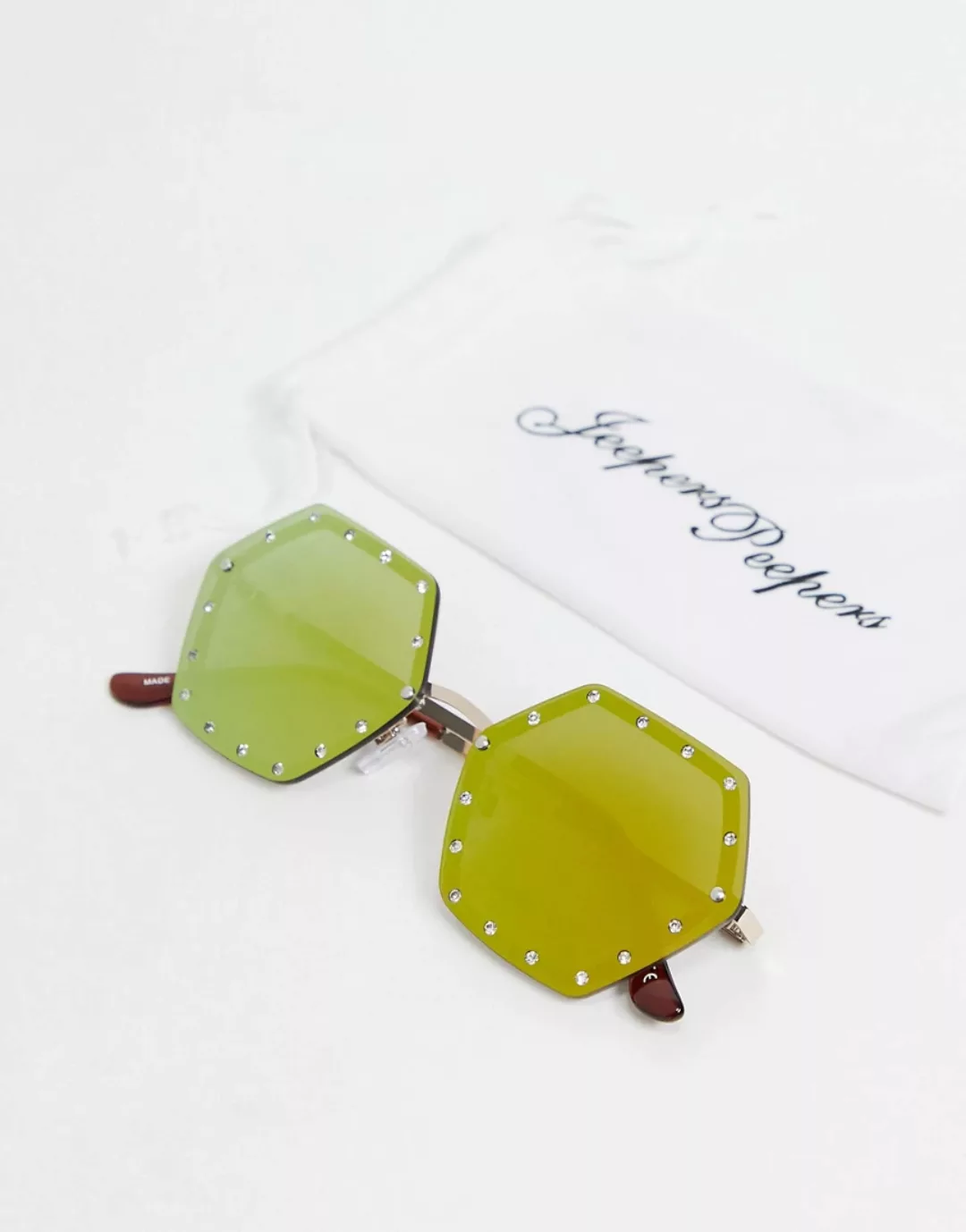 Jeepers Peepers – Eckige Sonnenbrille für Damen mit Kristalldetail-Braun günstig online kaufen