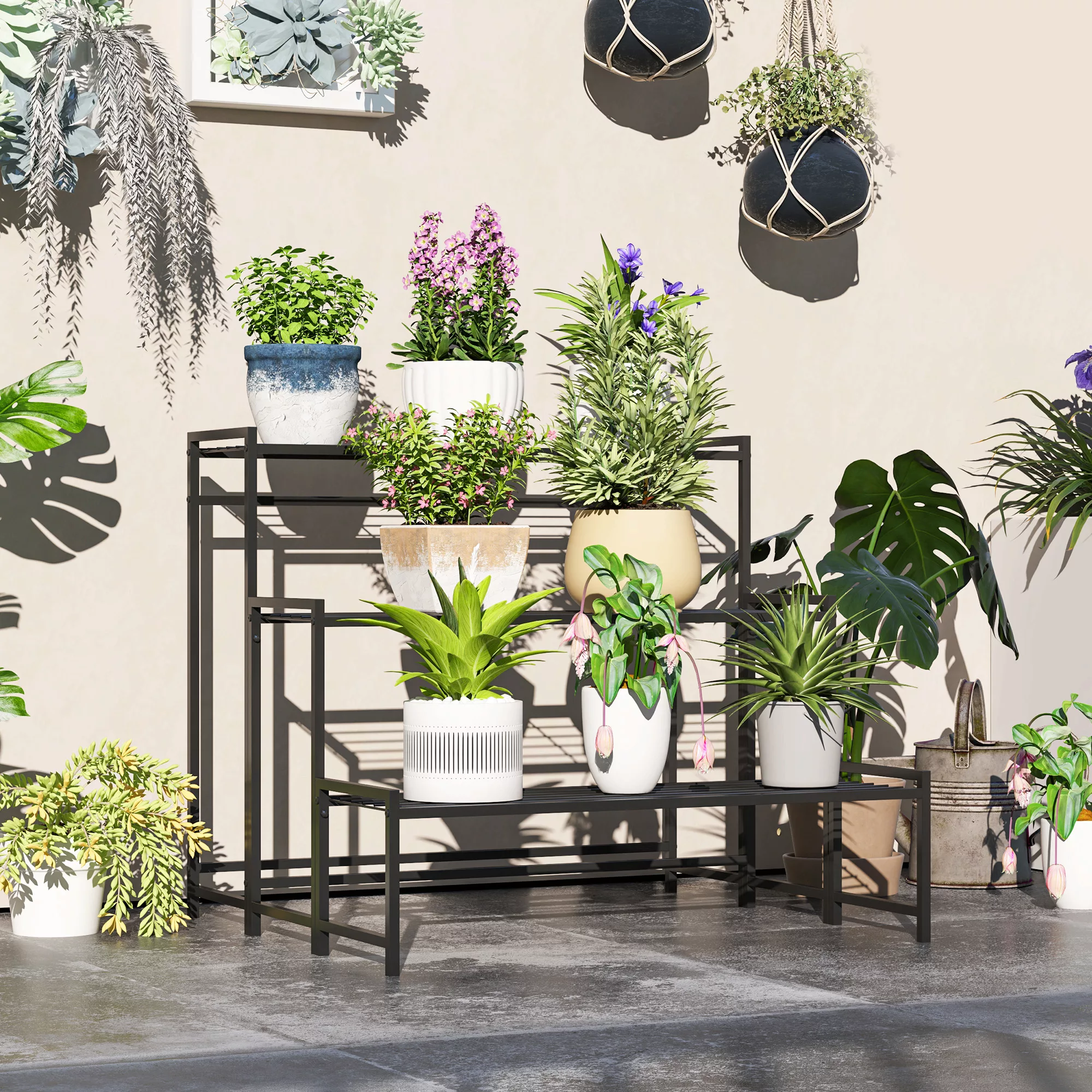 Outsunny 3-Etagen Pflanzenständer, Blumenständer für Innen Außen, Pflanzenr günstig online kaufen