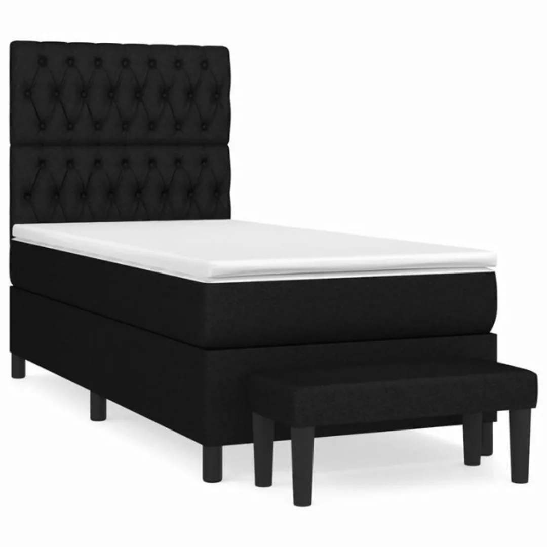 vidaXL Bettgestell Boxspringbett mit Matratze Schwarz 90x200 cm Stoff Bett günstig online kaufen