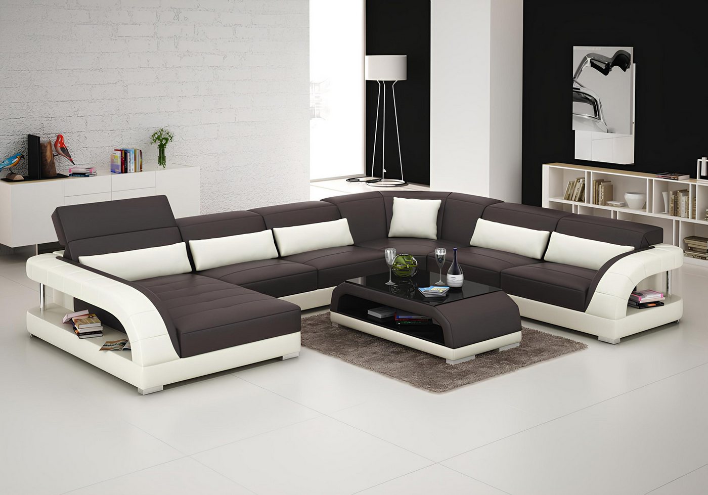 Xlmoebel Sofa Neues Ecksofa aus Leder in modernem Design - Wohnlandschaft C günstig online kaufen