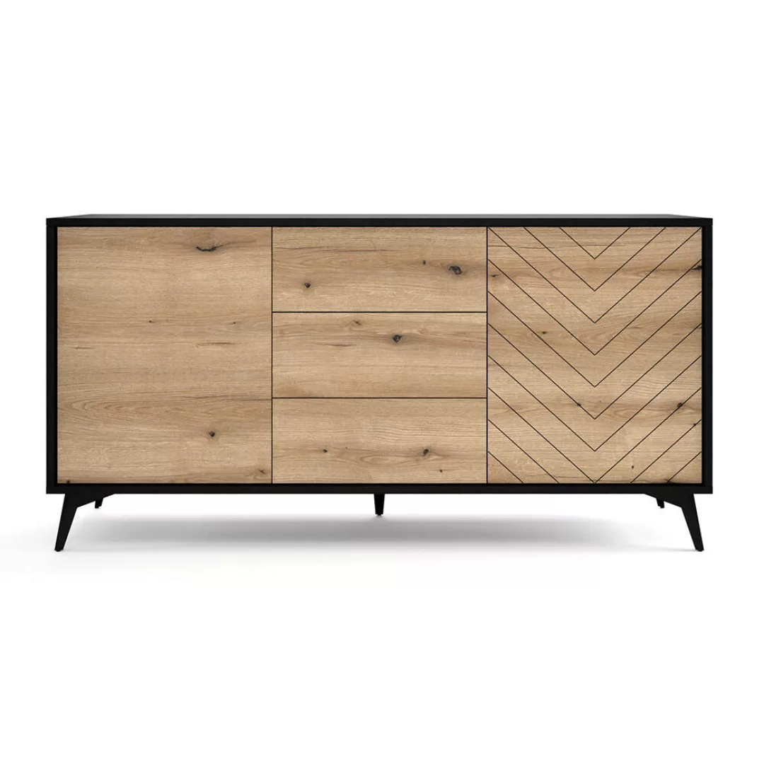 Sideboard mit 3 Schubkästen schwarz, Eiche DALE-160 günstig online kaufen