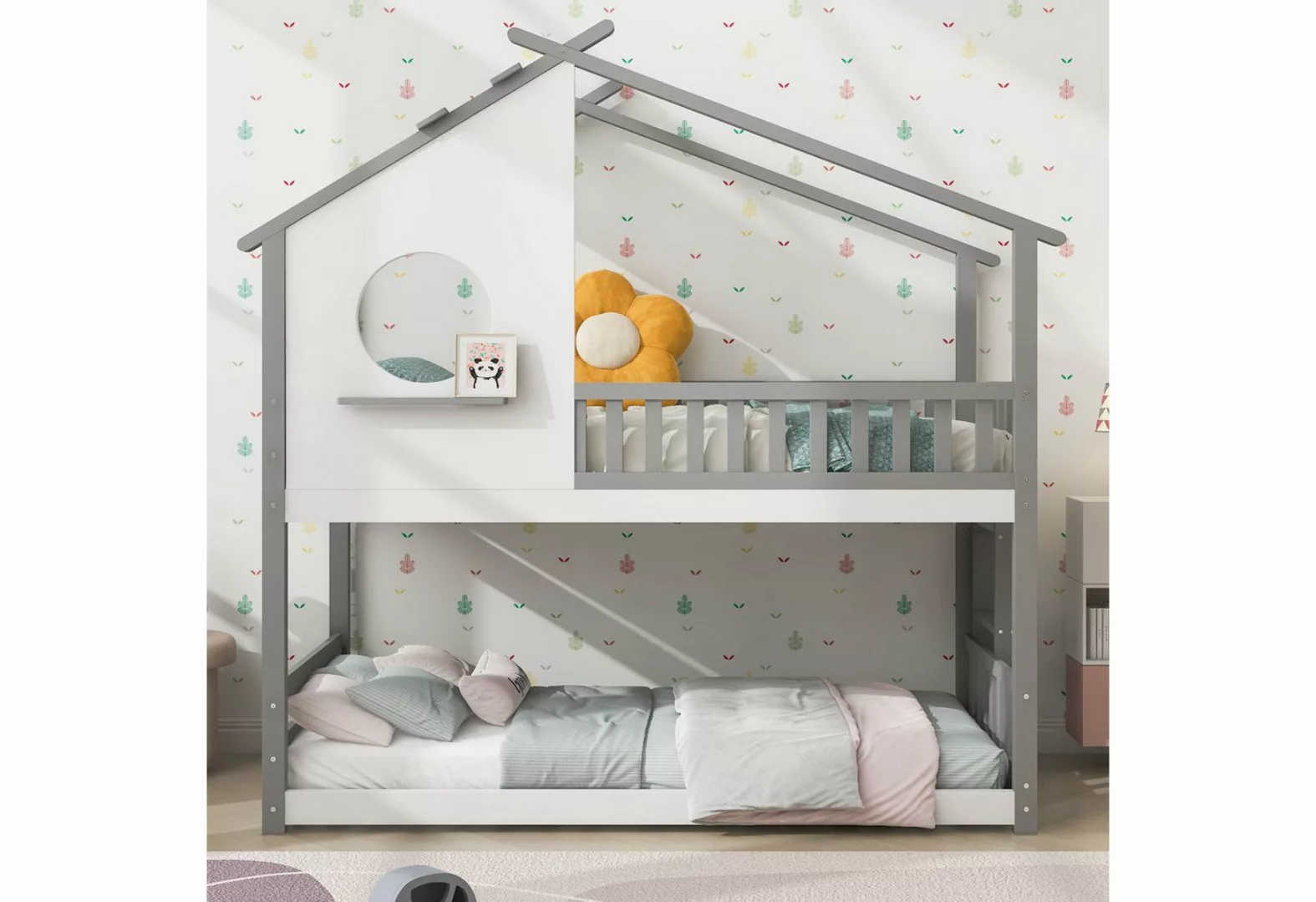 TavilaEcon Etagenbett Kinderbett Hausbett mit rechtwinkliger Leiter, 90x200 günstig online kaufen