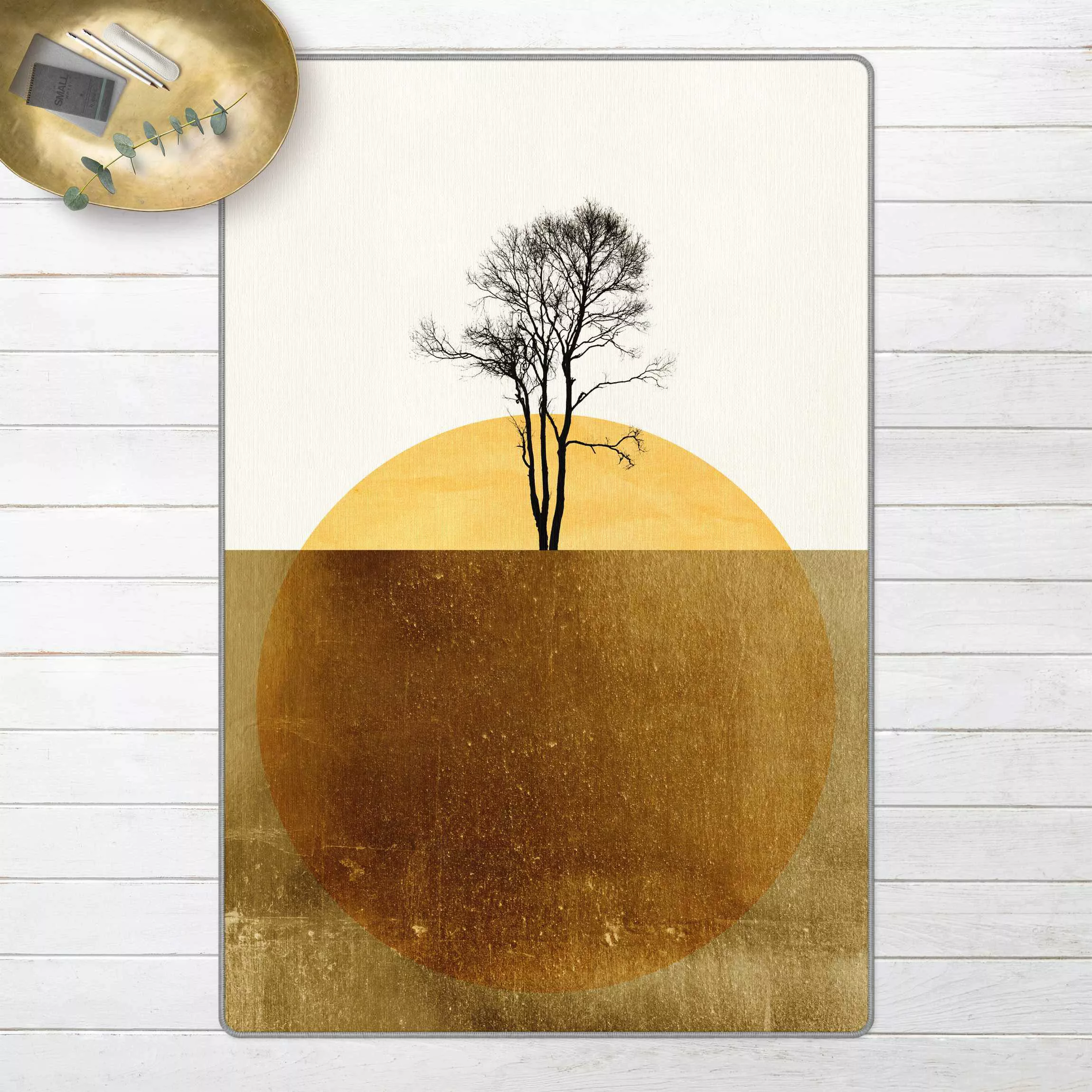 Teppich Goldene Sonne mit Baum günstig online kaufen