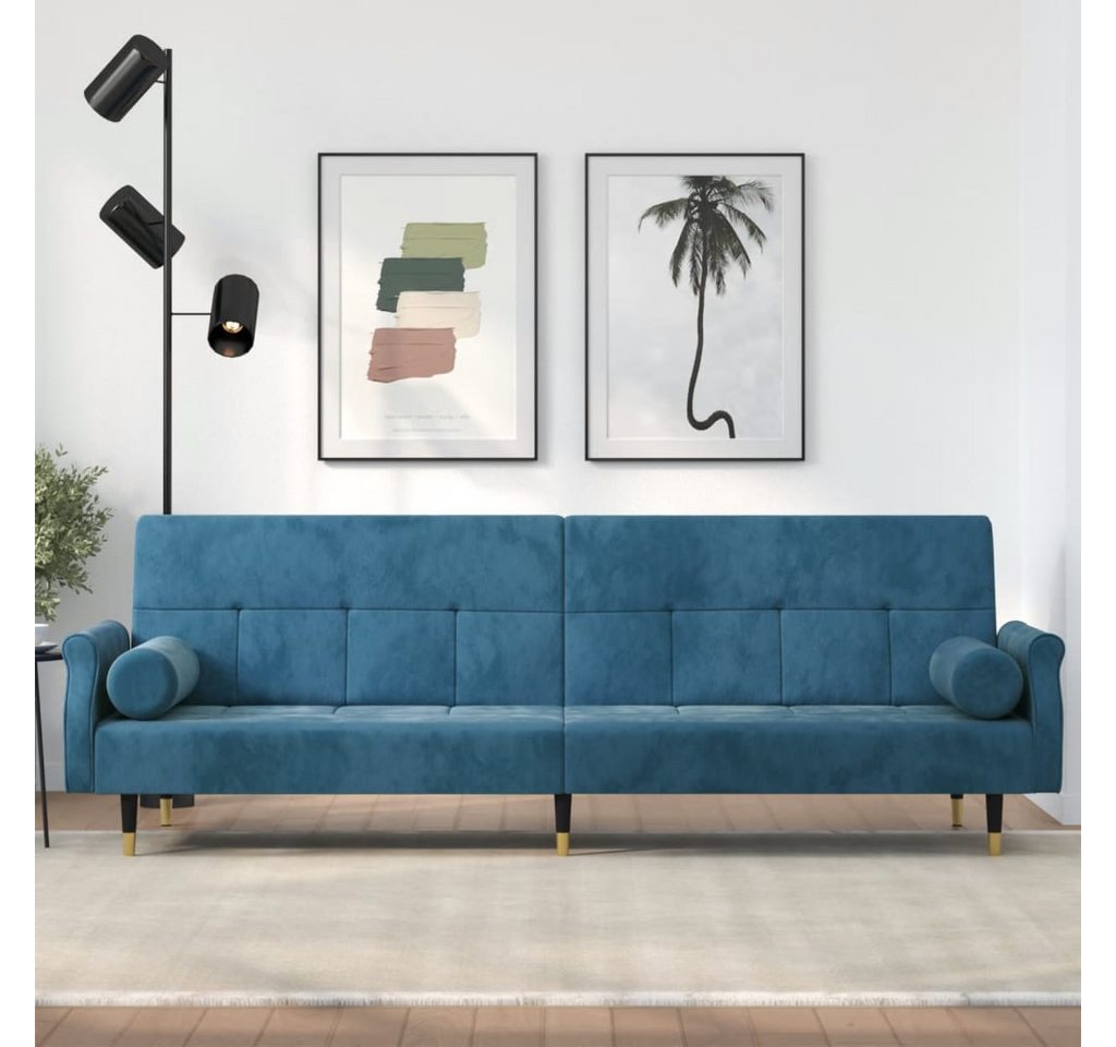 vidaXL Sofa Schlafsofa mit Kissen Blau Samt Gästebett Gästesofa Schlafcouch günstig online kaufen