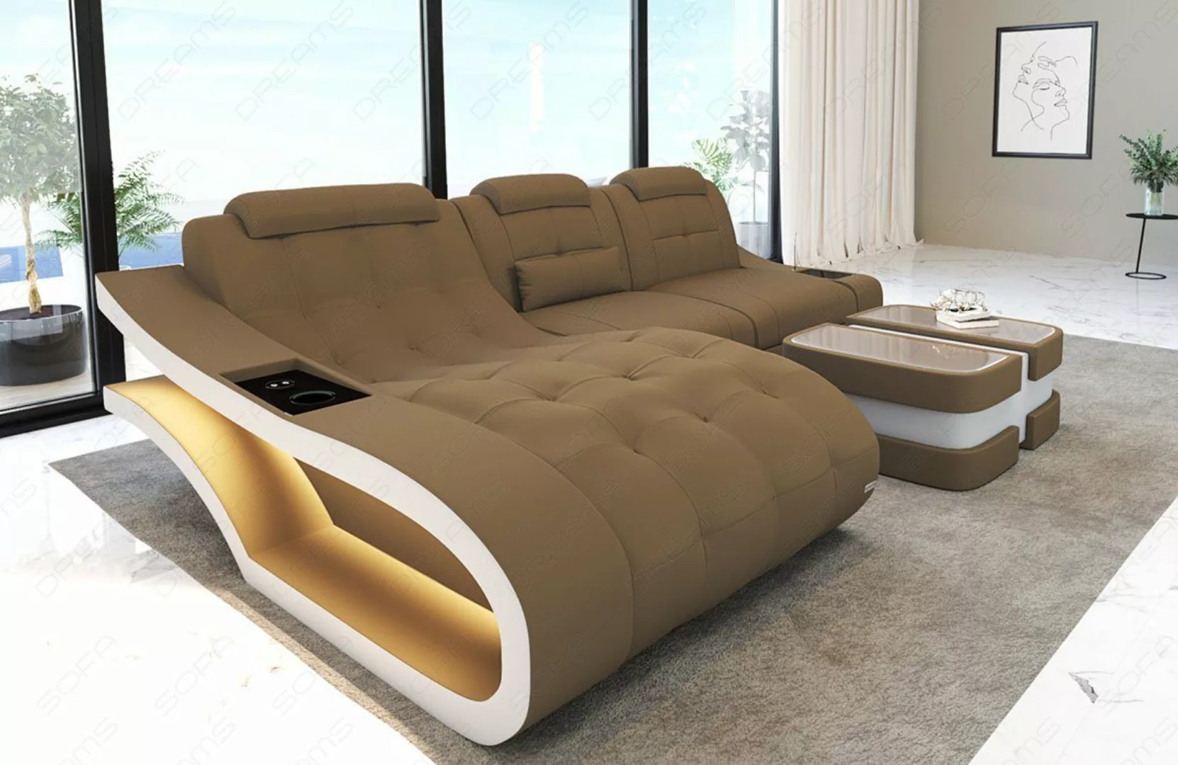 Sofa Dreams Ecksofa Stoffsofa Polster Couch Elegante M - L Form Stoff Sofa, günstig online kaufen