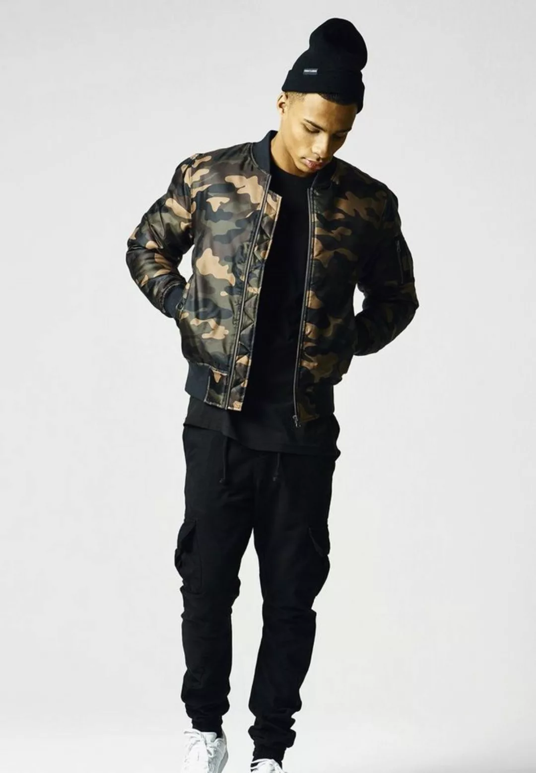 URBAN CLASSICS Bomberjacke TB1278 - Camo Basic Bomber Jacket wood camo XXL günstig online kaufen