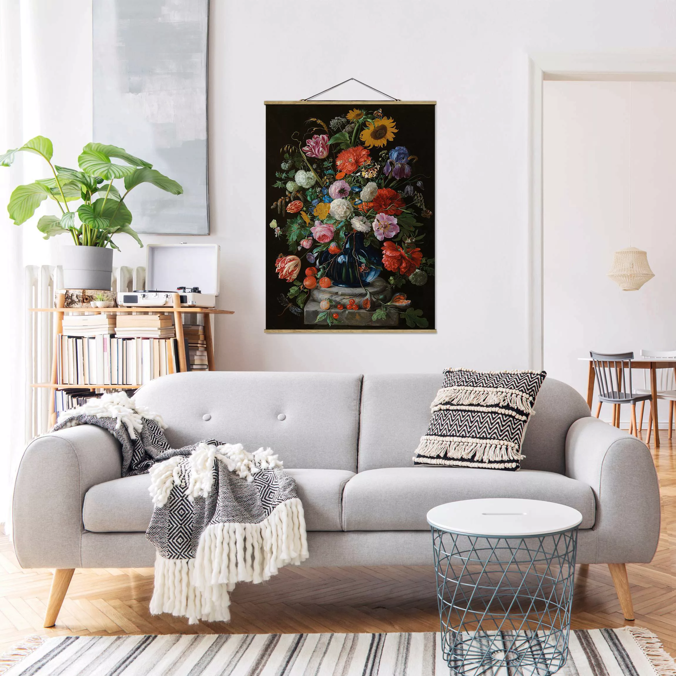 Stoffbild Blumen mit Posterleisten - Hochformat Jan Davidsz de Heem - Glasv günstig online kaufen