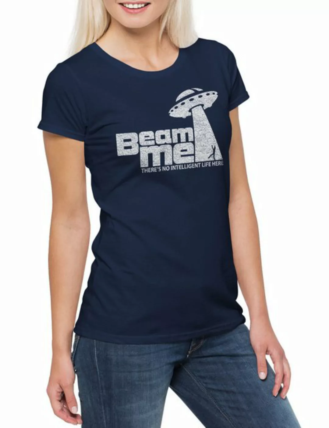 Urban Backwoods Print-Shirt UFO Beam Me Damen T-Shirt Gamer Gaming Games Pi günstig online kaufen