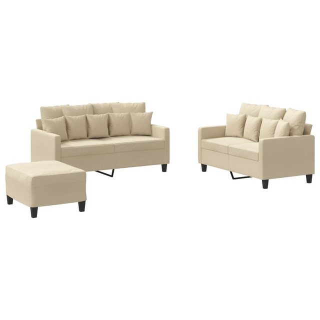 vidaXL Sofa 3-tlg. Sofagarnitur mit Kissen Creme Stoff günstig online kaufen