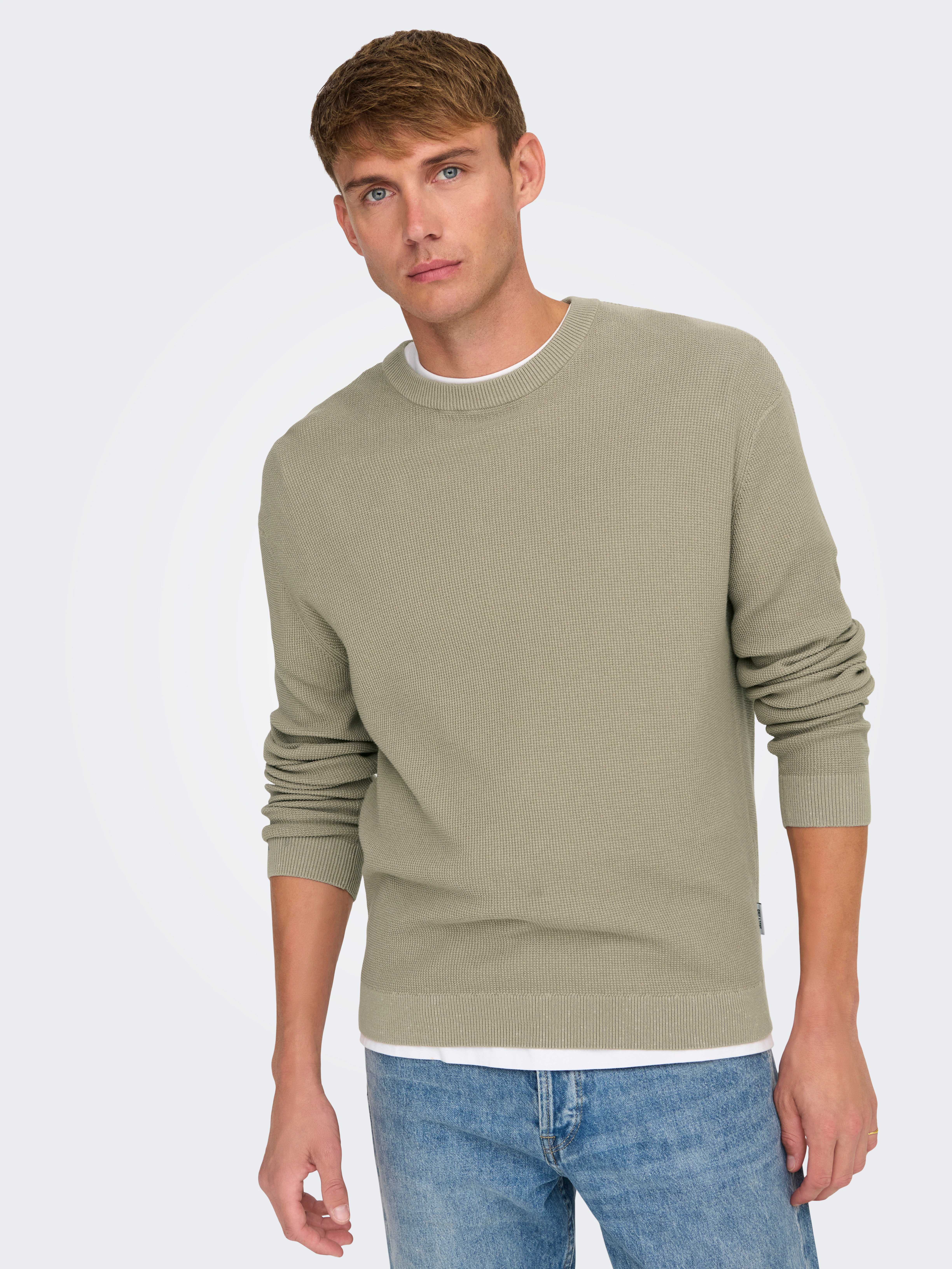 ONLY & SONS Rundhalspullover ONSTONY DS 12 LS WAFFLE CREW KNIT günstig online kaufen