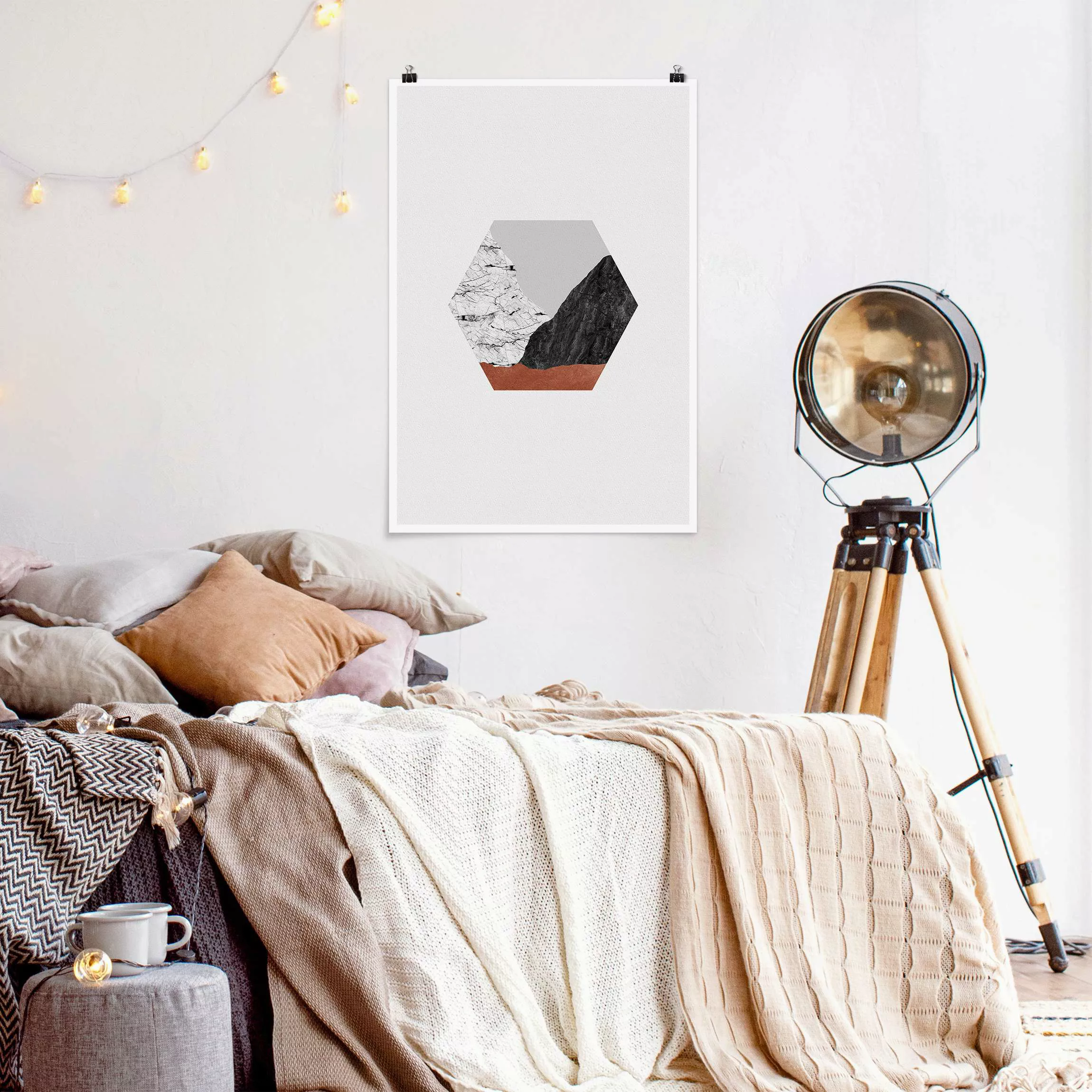 Poster Kupferberge Geometrie im Hexagon günstig online kaufen