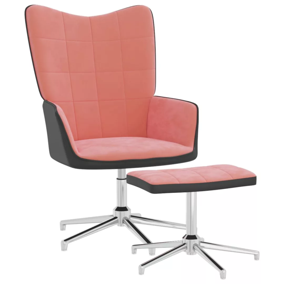 Relaxsessel Mit Hocker Rosa Samt Und Pvc günstig online kaufen