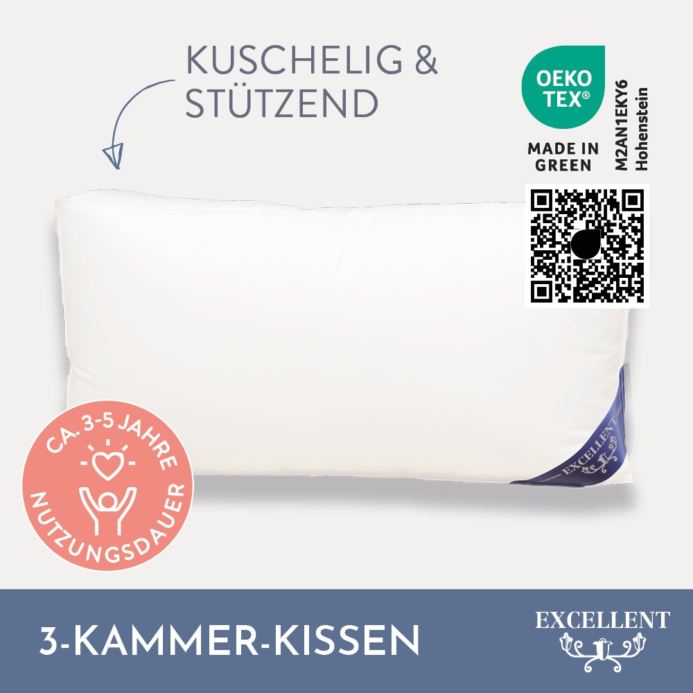 Excellent 3-Kammer-Kopfkissen »Florenz, Kopfkissen mit 10 cm hohen Außenste günstig online kaufen