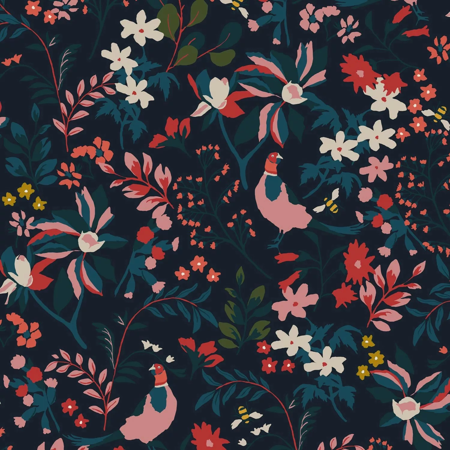 Joules Vliestapete Fields Edge Floral French Navy Blau FSC® günstig online kaufen