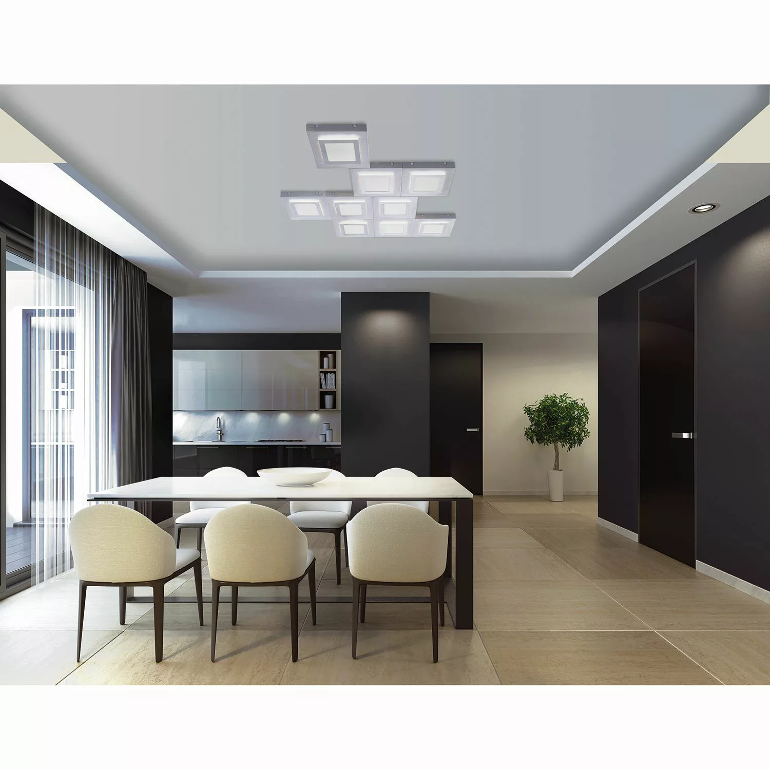 home24 LED-Deckenleuchte Tiling II günstig online kaufen
