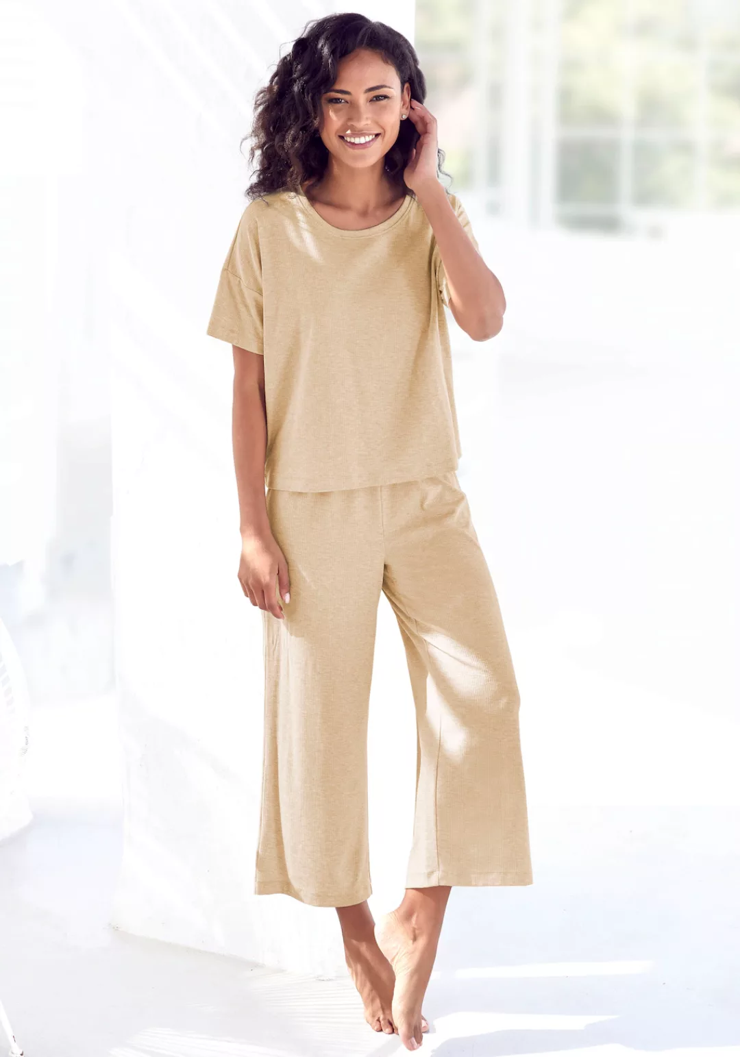 Vivance Dreams Pyjama, (2 tlg.), in weicher Ripp-Qualität günstig online kaufen