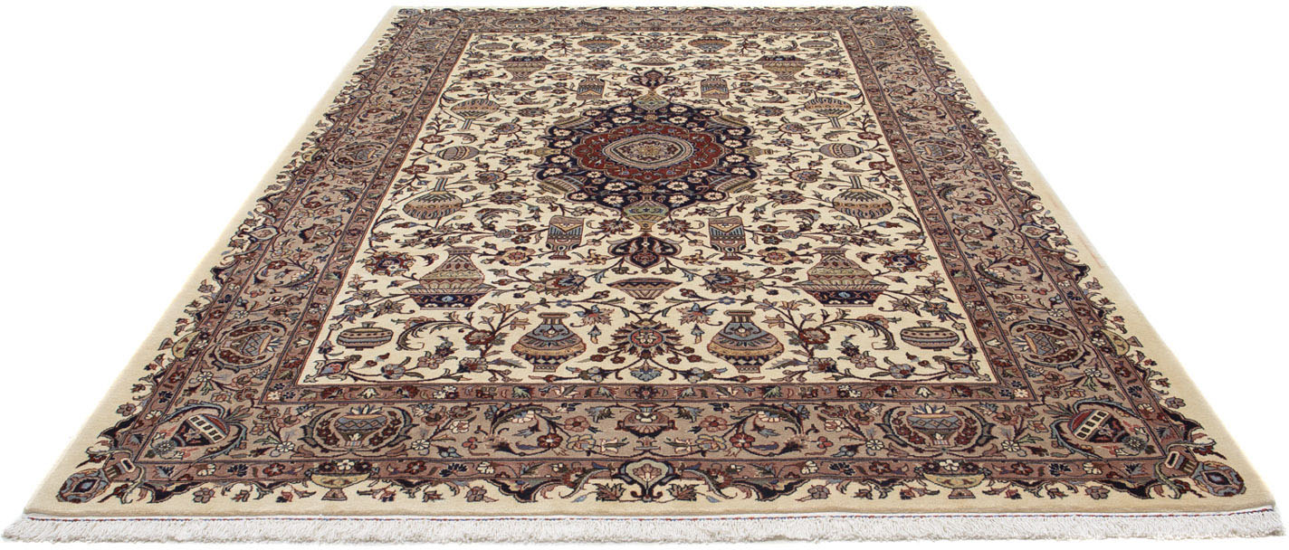 morgenland Wollteppich »Kaschmar Medaillon Beige 294 x 200 cm«, rechteckig, günstig online kaufen