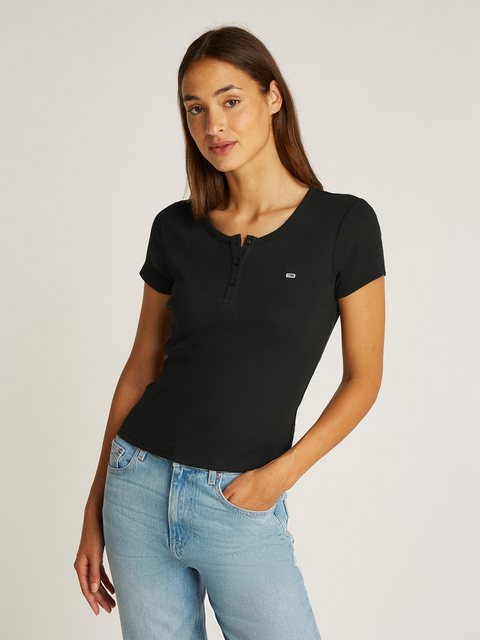 Tommy Jeans Kurzarmshirt TJW SLIM BUTTON RIB C-NECK SS mit Knopfleiste günstig online kaufen