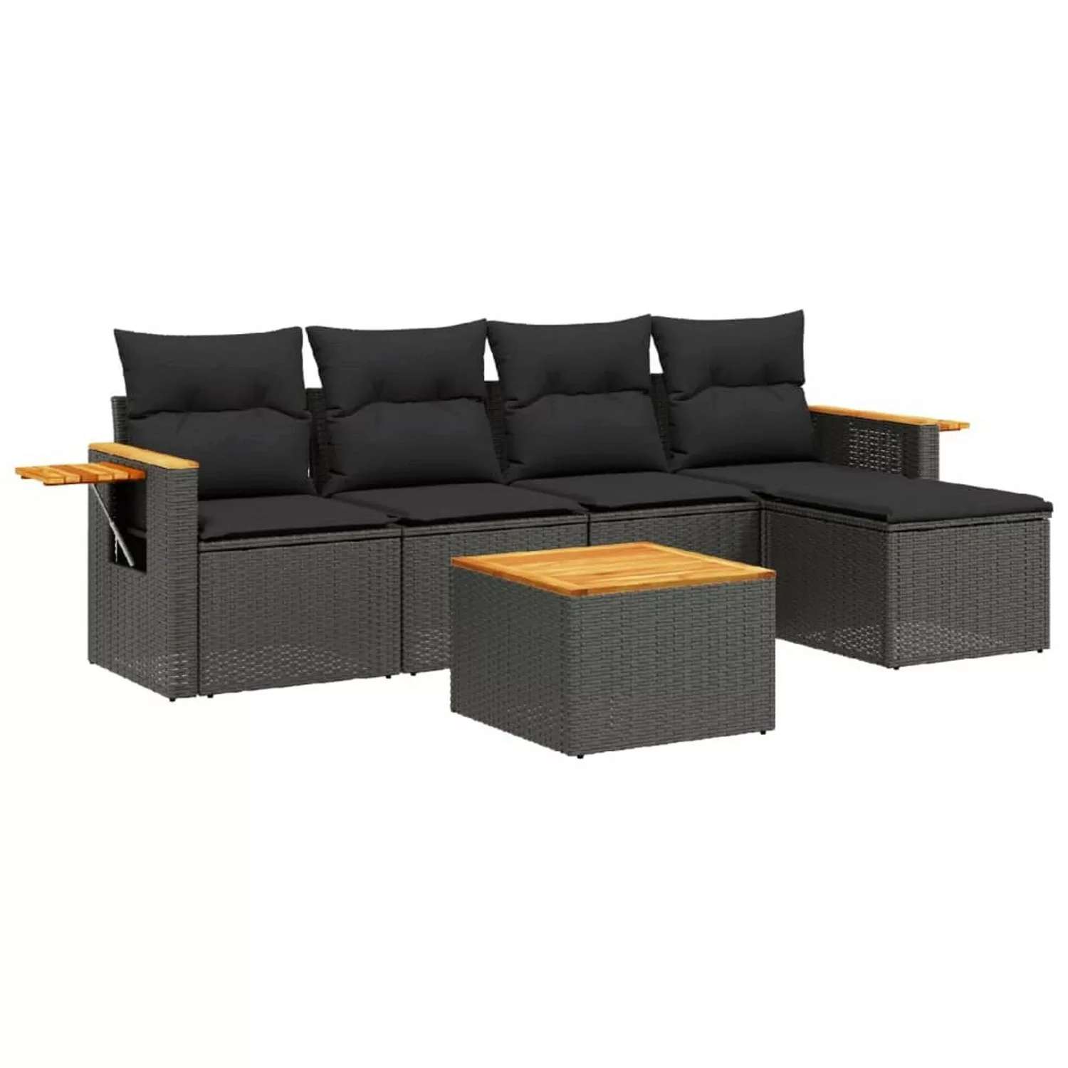 vidaXL 6-tlg Garten-Sofagarnitur mit Kissen Schwarz Poly Rattan Modell 211 günstig online kaufen