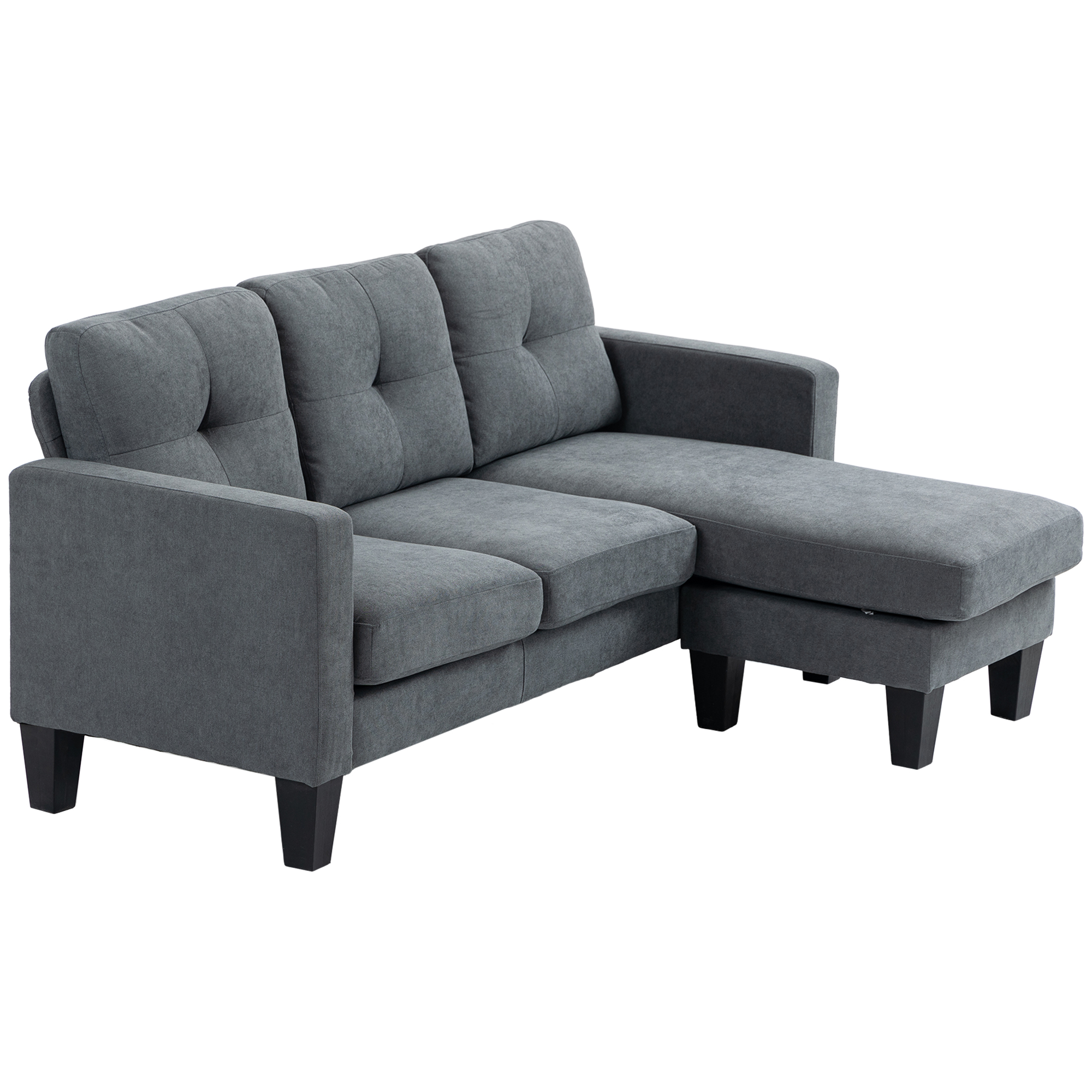 HOMCOM Ecksofa 3-Sitzer mit umkehrbarer Chaiselongue links oder rechts, Woh günstig online kaufen