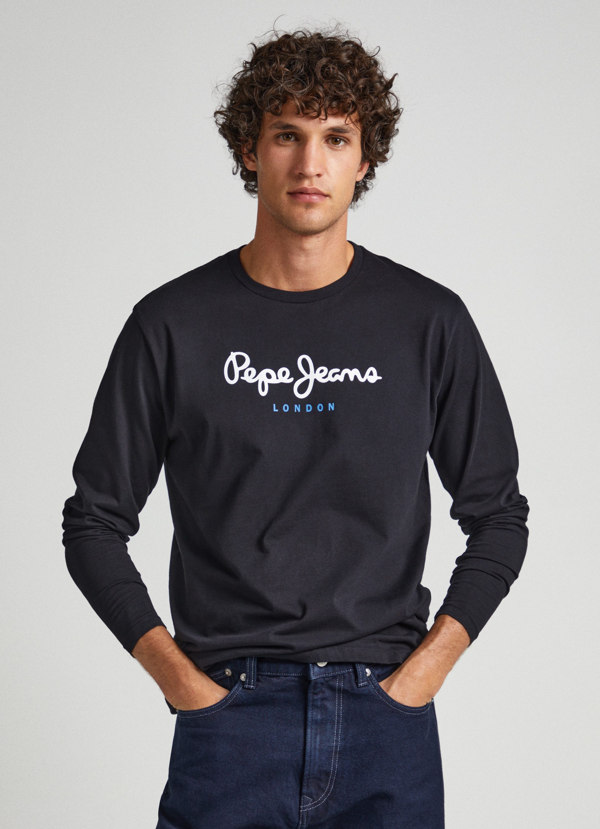 Pepe Jeans Herren Rundhals Langarmshirt EGGO LONG N - Regular Fit günstig online kaufen