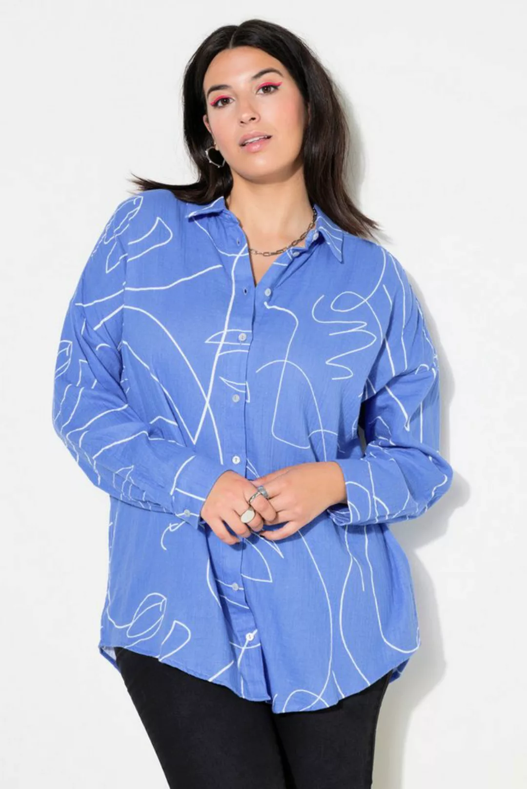 Studio Untold Hemdbluse Hemdbluse oversized Musselin Print Langarm günstig online kaufen