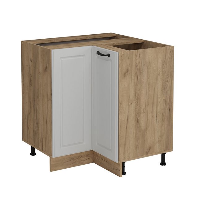 Vicco Eckunterschrank R-Line, Weiß Landhaus/Goldkraft Eiche, 75.6 cm ohne A günstig online kaufen