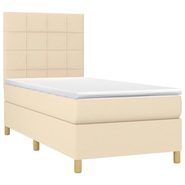 vidaXL Bett Boxspringbett mit Matratze & LED Creme 90x190 cm Stoff günstig online kaufen