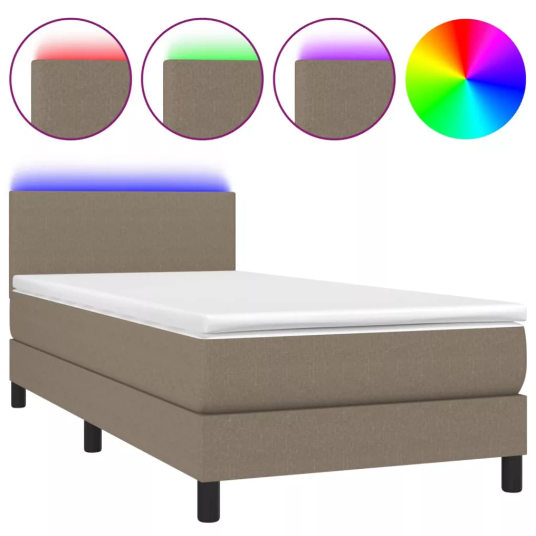 Vidaxl Boxspringbett Mit Matratze & Led Taupe 100x200 Cm Stoff günstig online kaufen