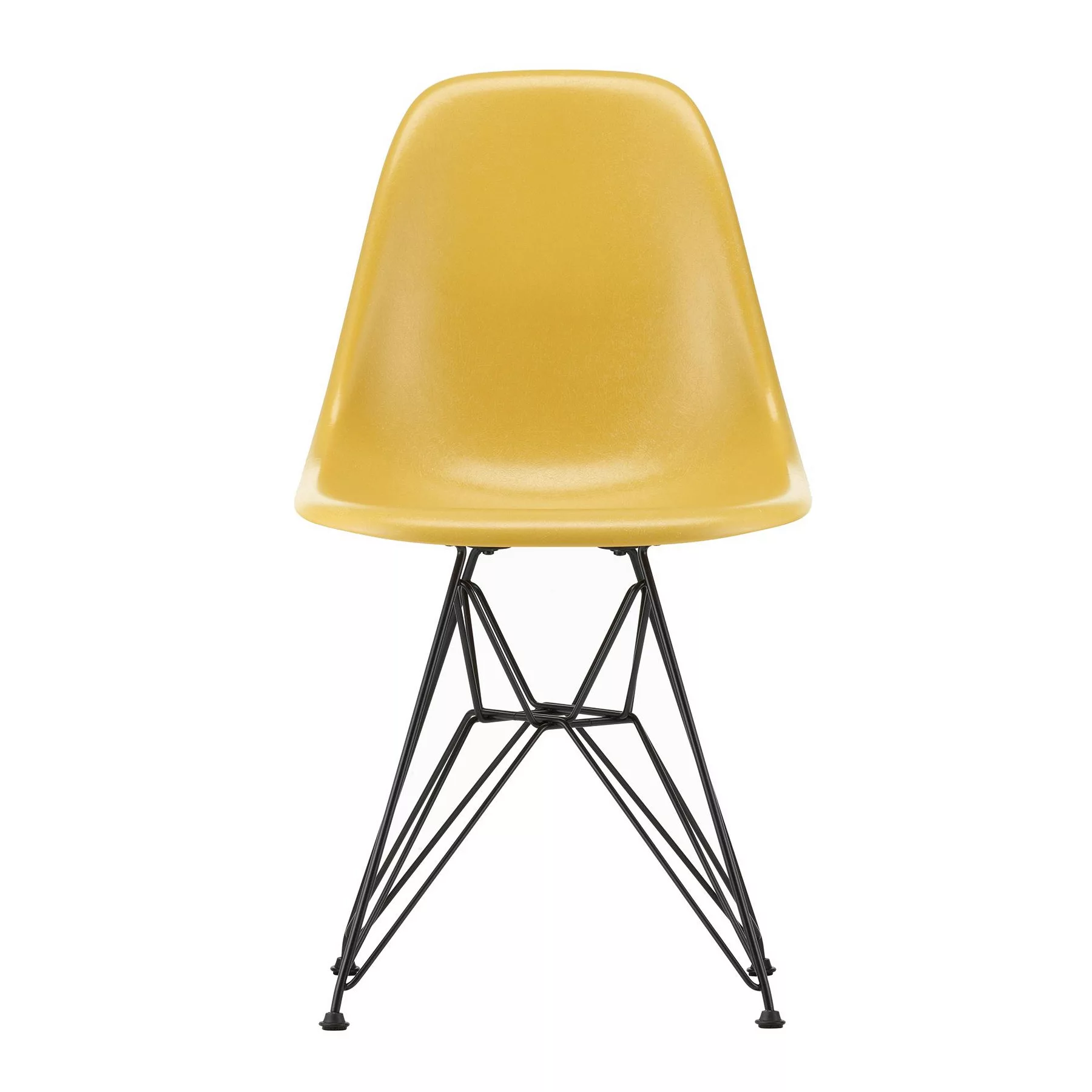 Vitra - Eames Fiberglass Side Chair DSR Gestell schwarz - ocker hell/Sitzsc günstig online kaufen