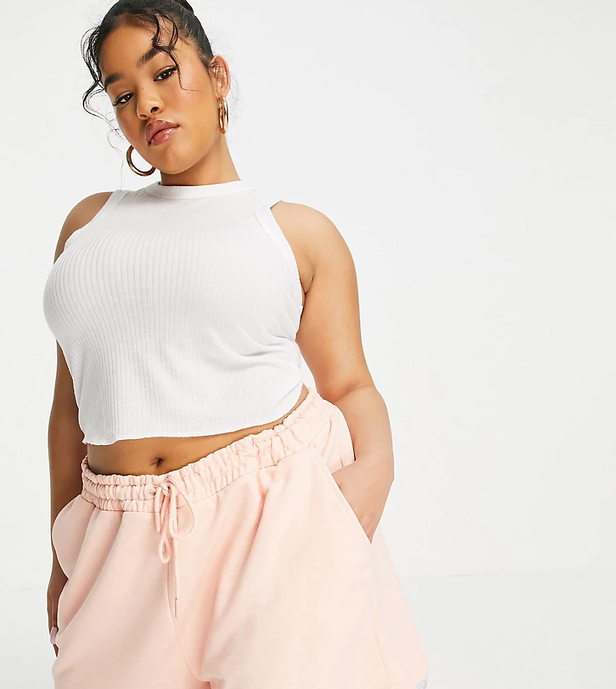 Only Curve – Jersey-Shorts in Pfirsich, Kombiteil-Rosa günstig online kaufen