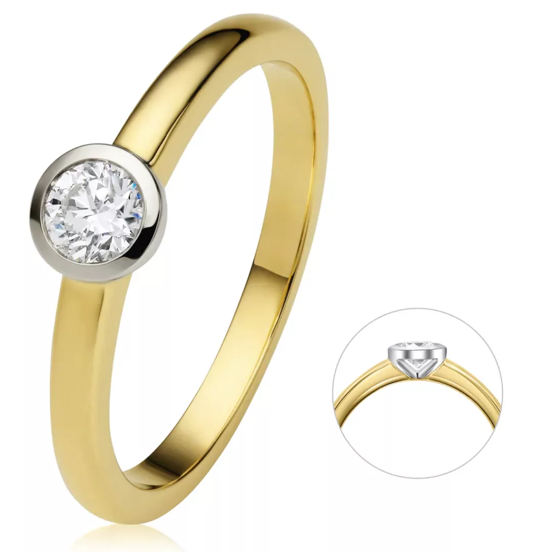 ONE ELEMENT Diamantring "0.2 ct Diamant Brillant Zarge Ring aus 585 Gelbgol günstig online kaufen