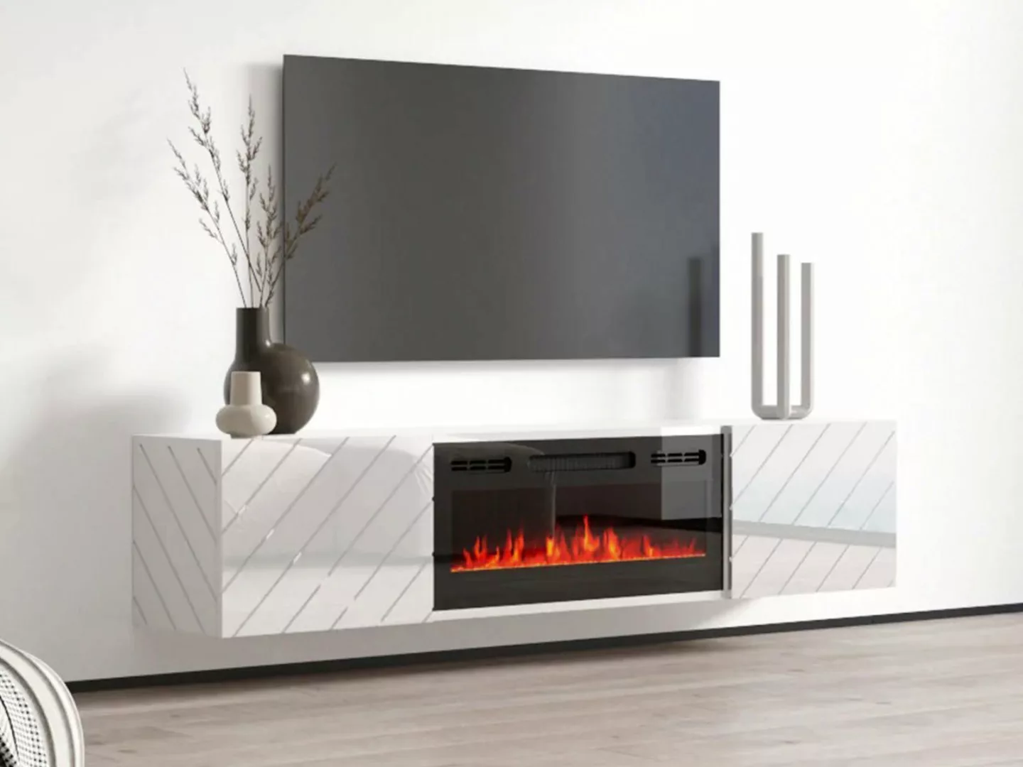 MIRJAN24 TV-Schrank Luxe (mit zwei Drehtüren, Elektrische Kamin) Realistisc günstig online kaufen