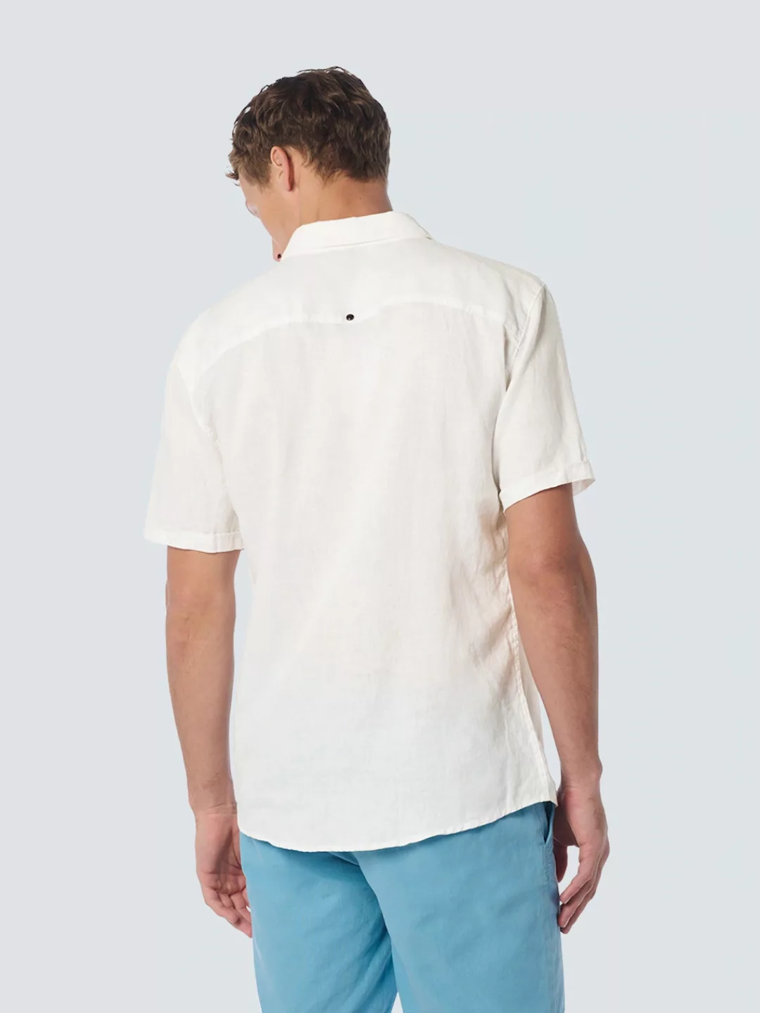 No Excess Short Sleeve Hemd Leinen Hellblau - Größe M günstig online kaufen