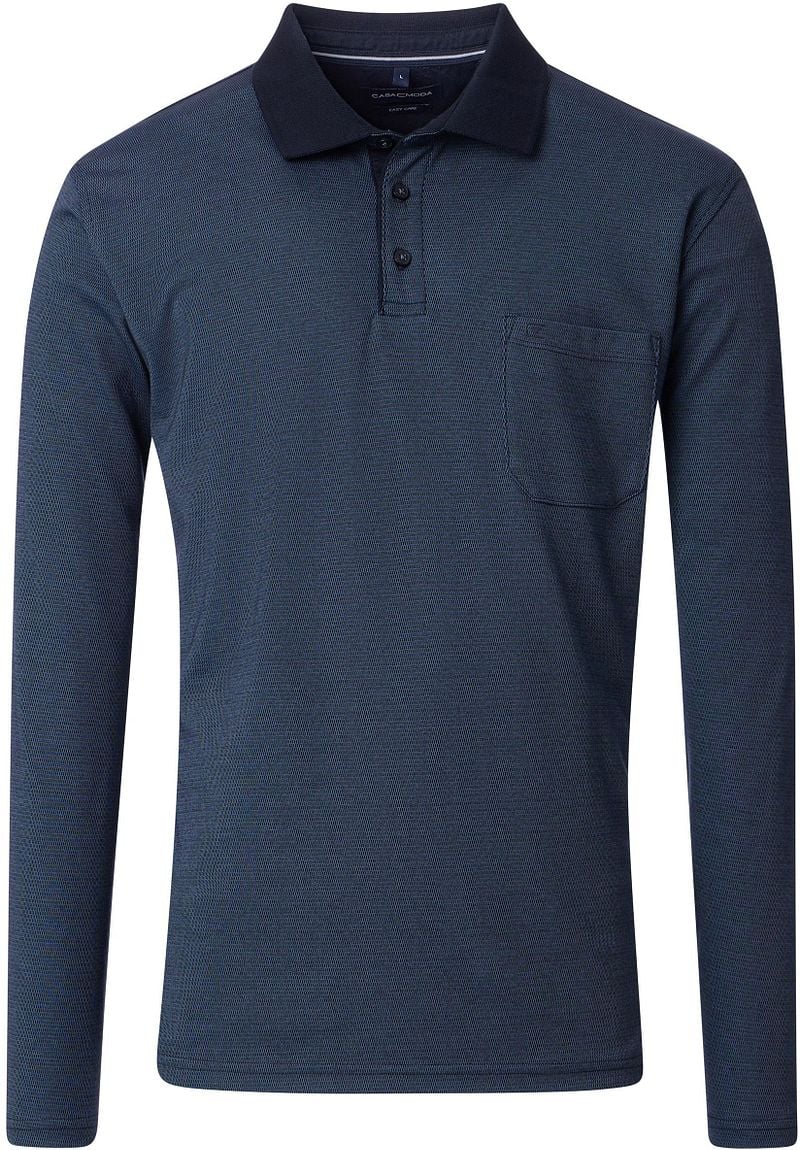 Casa Moda Long Sleeve Poloshirt Structure Navy - Größe 3XL günstig online kaufen