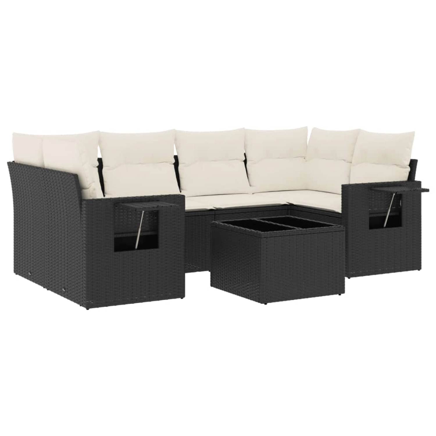 vidaXL 7-Tlg Garten-Sofagarnitur mit Kissen Schwarz Poly Rattan 3252253 günstig online kaufen