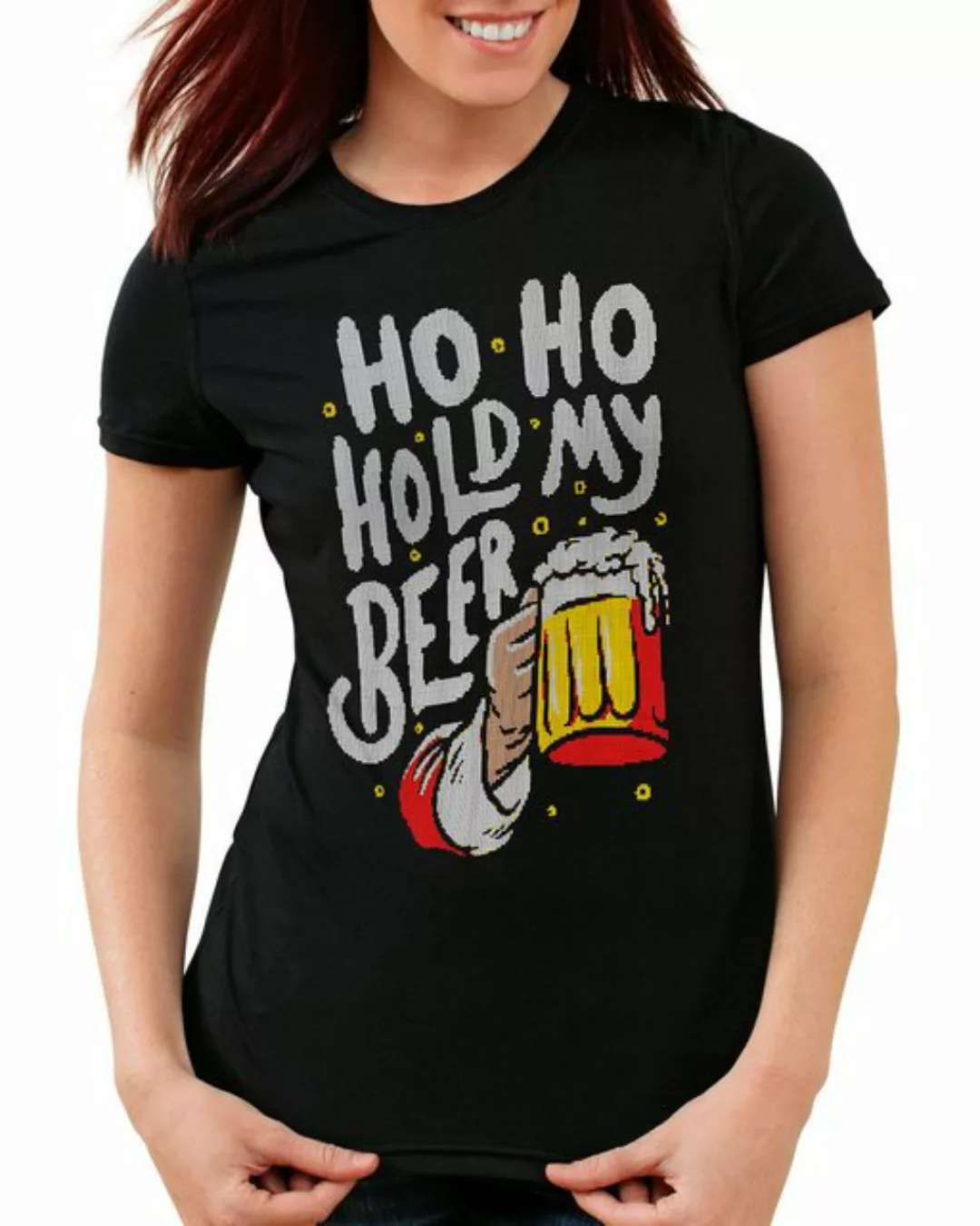 style3 T-Shirt Ho Ho Hold my Beer weihnachten bier weihnachtsmarkt ugly xma günstig online kaufen