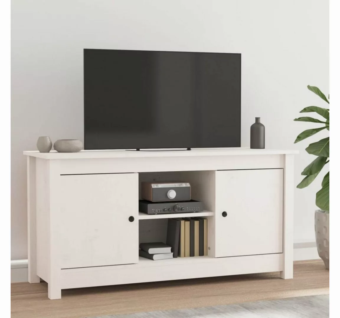 furnicato TV-Schrank Weiß 103x36,5x52 cm Massivholz Kiefer günstig online kaufen